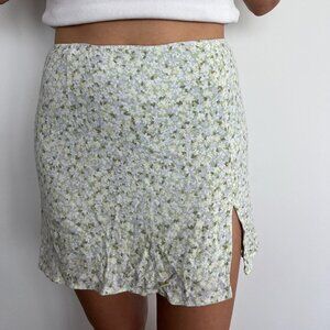 Aritzia Sunday Best Green/Yellow Floral Mini Skirt - Size 4